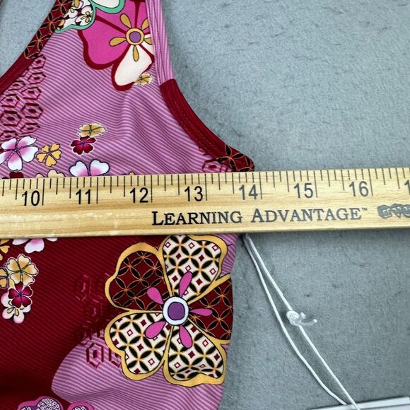NWT Johnny Was Yama Bee Active Mesh Tank Size XS Pink Maroon Floral Athletic NEW - Picture 7 of 12